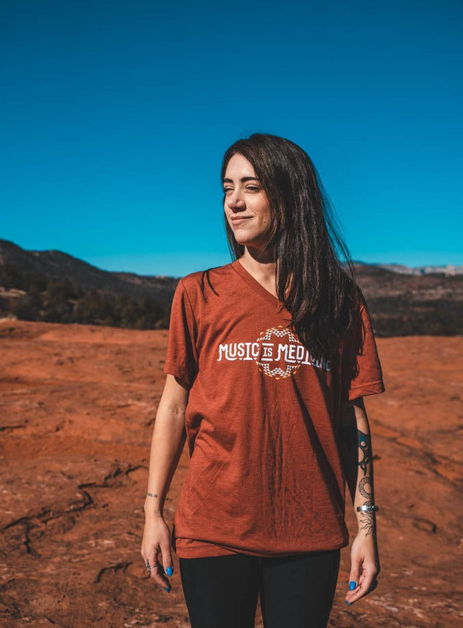 MUSIC IS MEDICINE UNISEX TRI-BLEND V-NECK TEE